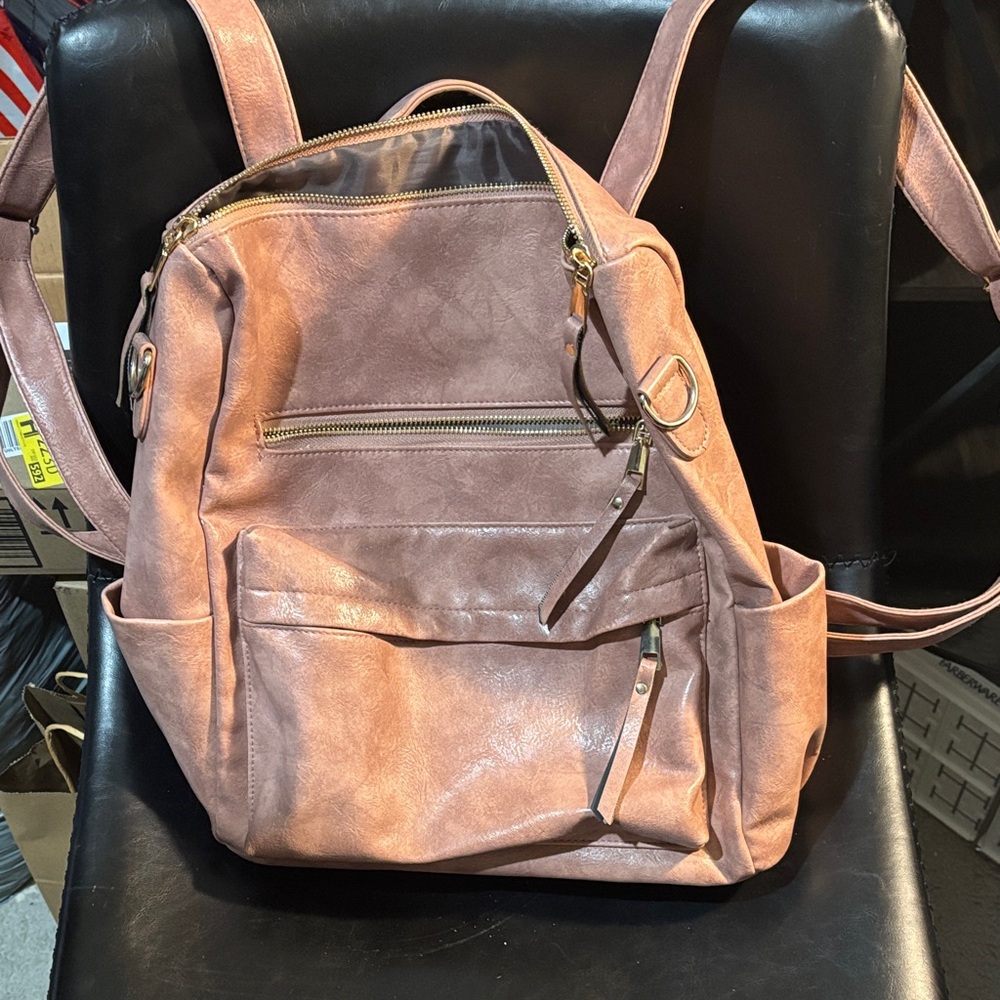 Elegant Pink Leather Backpack